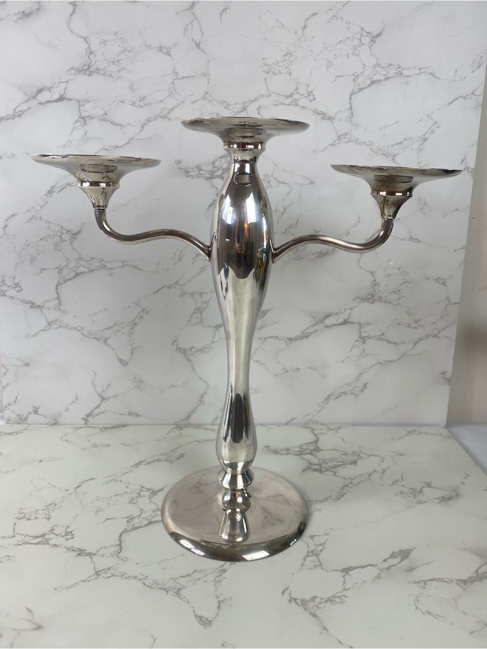 Pottery Barn Silver 3-Arm Metal Maxfeild Hotel Candelabra Silver Plated